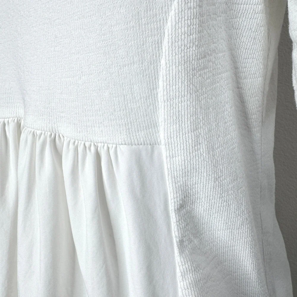 ENGLISH FACTORY Mixed Media Mini Babydoll Dress SMALL White Ruffled‎ SS Cottage